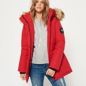 SUPER DRY PARKA EVEREST JACKET-RED-WORE ONCE